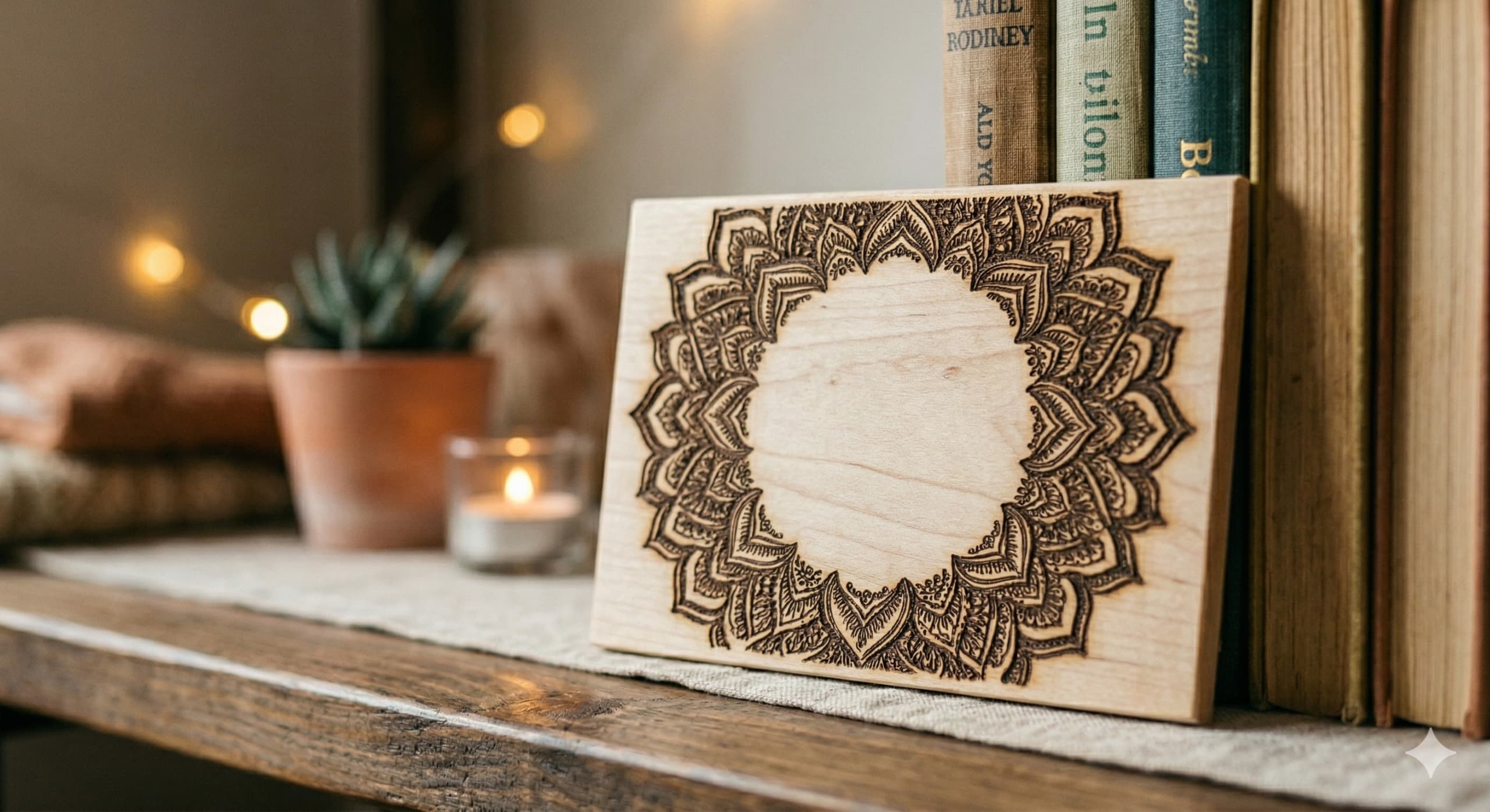 Premium handcrafted wooden engraving workspace