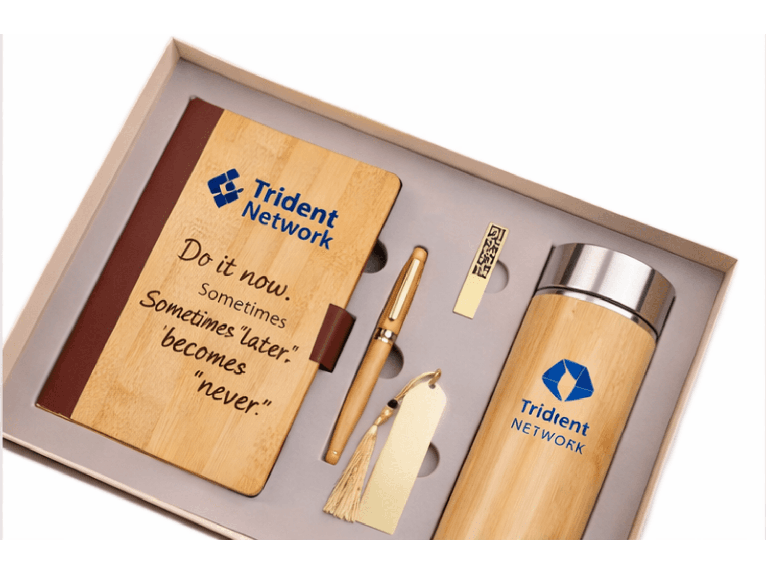 Handcrafted Corporate Logo Gift in engraved wood finish